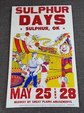 Sulphur Days OK Carnival Fair Festival Cardboard Poster Great Plains Amusements
