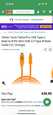 Tether Tools TetherPro USB Type-C Male to 8-Pin Mini-USB 2.0 Type-B Male Cable (