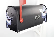 Mailbox Cover (Partial) Black Peeking around Corner Cat Emerald Eyes Magnet