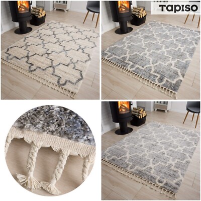 Wohnzimmer Shaggy Teppich LangflorFransen Boho Geometrisches Muster Weich