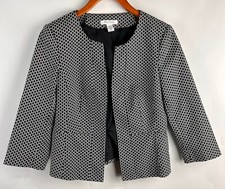 White House Black Market Women's Structured Blazer Jacket Black White Sz. 8 