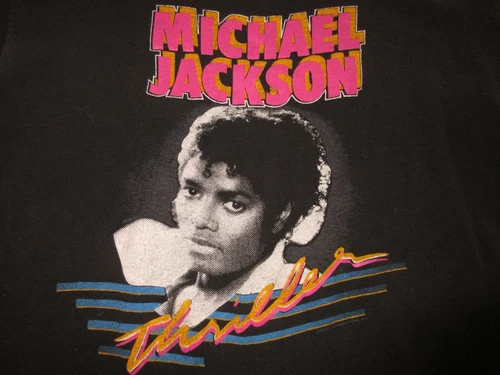 Michael Jackson Thriller Tour Double Sided Screen S 1980s vintage concert t-shirt, vintage, single stitch, B+ condition