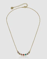 $50 Lmts Kids' Girls' 14K Gold Plated Rainbow Bezel Crystal Fashion Necklace