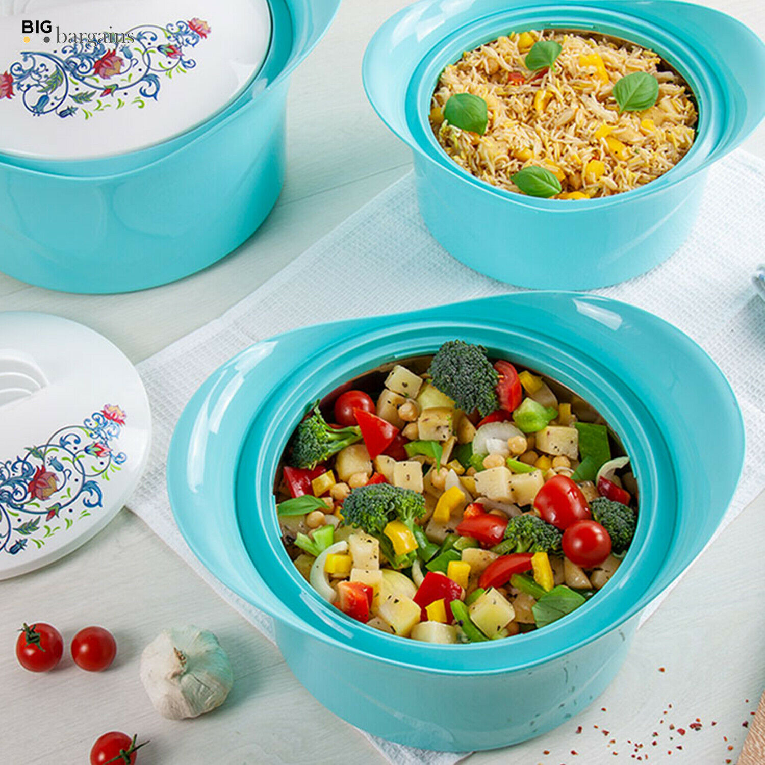 SQ Professional 3pc Hot Pot Set Serving Dish Thermal Insulated Food