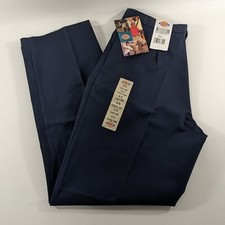 Dickies Womens Juniors Blue Pleated Uniform School Work Pants