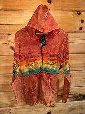 Greater Good Sweatshirt Zip Jacket Womens  L/XL Hippy Hoodie  Art Nepal NWT