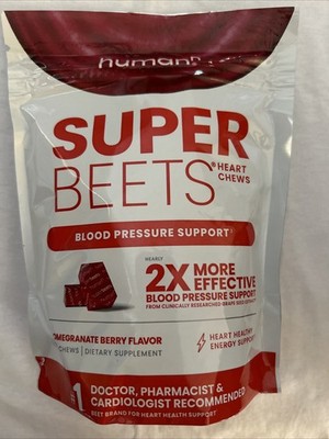 Human-N Super Beets Pomegranate Chews, 60 Count, Heart Chews. Best By 01/2026