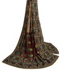 Sushila Vintage Brown Dupatta Blend Silk Digital Printed Humans Long Stole Wrap