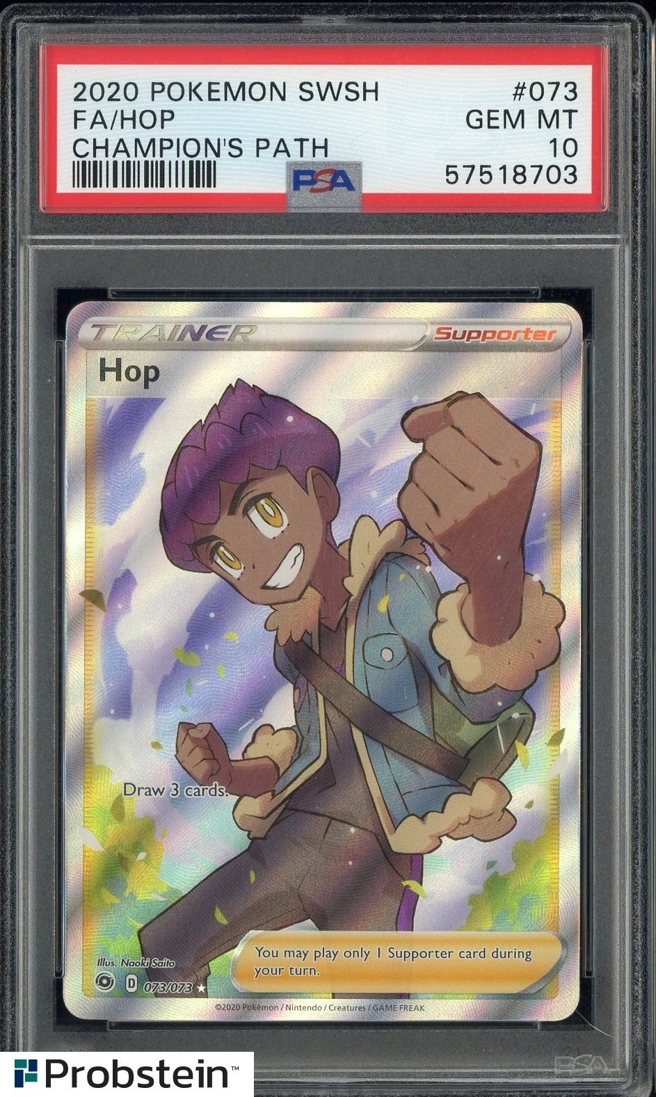 2020 Pokemon SWSH Champion's Path #073 FA Hop PSA 10 GEM MINT