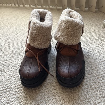 POLO Ralph Lauren New Mens 9.5 D Tavin Rollover brown Shearling Leather Boots