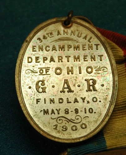 G.A.R. Badge, Souvenir 34th Encampment Dept. of Ohio/ Findlay, Ohio/ d. 1900