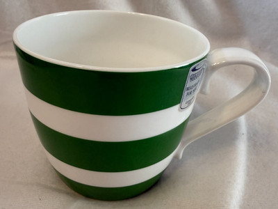 KONITZ Green White Striped Coffee Mug Germany Porcelain Modern Cup New