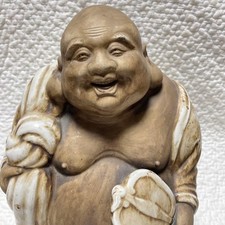Kutani Ceramic Statue Hotei Large Budai Japanese Vintage Figurine 13.7 inch