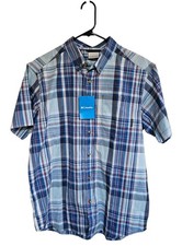NWT Columbia Mens Rapid Rivers Blue Plaid Short Sleeve Shirt Medium