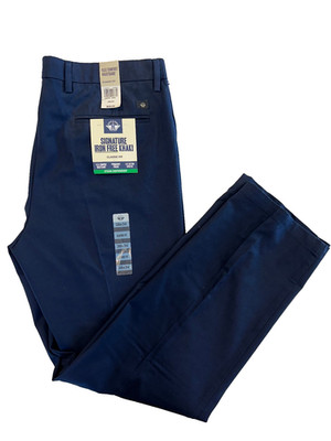 Dockers Navy Signature Iron Free Khaki Flat Front Classic Fit Size W42 X L36