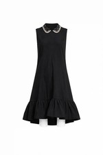 REDVALENTINO BLACK CRYSTALS EMBELLISHED COLLAR DRESS SIZE I 42 UK 10 US 6
