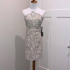 NWT Lulus Delicate Darling Beige and Ivory Lace Bodycon Dress Small