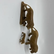 3 Vintage Wood Hand Carved 1 KENYA AFRICA Lion Sculpture Figurine Home Decor Art