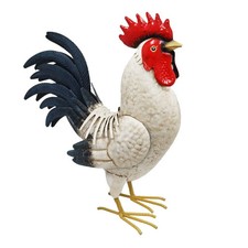 Large Metal White Cockerel (44cm x 16cm x 36cm) – Handcrafted Rustic Rooster
