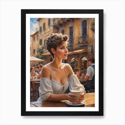 Coffee In The Cafe Art Print Framed Wall Art Poster Canvas Print Picture