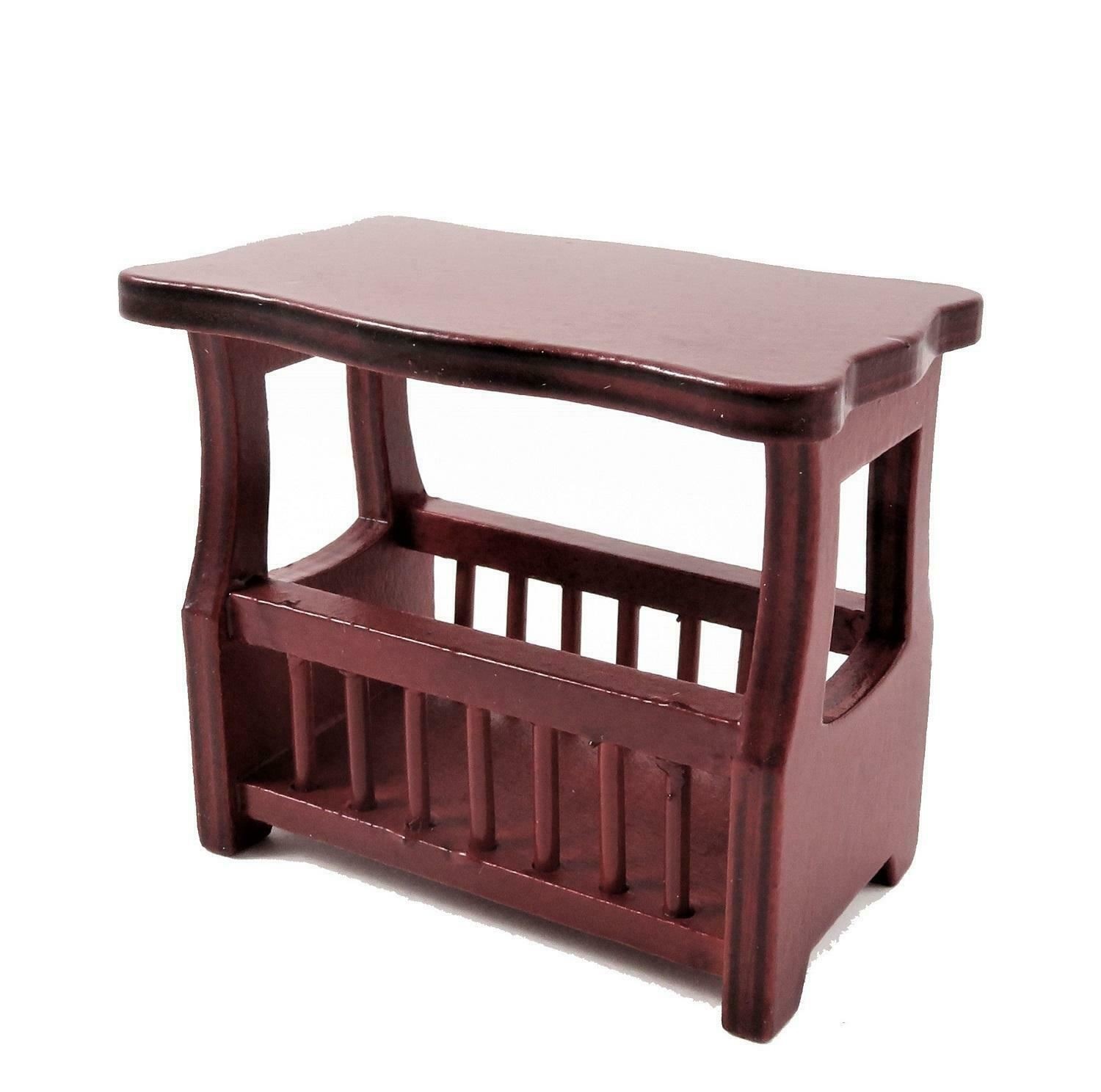 Dolls House Mahogany Magazine Paper Rack Side Table Living Room Furniture