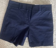 Ann Taylor Women Metro Short Mid Rise Navy Blue Sz 6 Dressy Preppy Nautical NWT