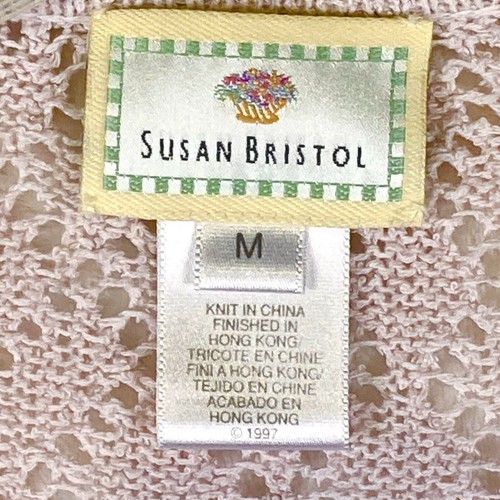 VTG Susan Bristol Sweater Womens M Purple Crochet Patchwork Grandma Coquette 90s - Picture 8 of 9