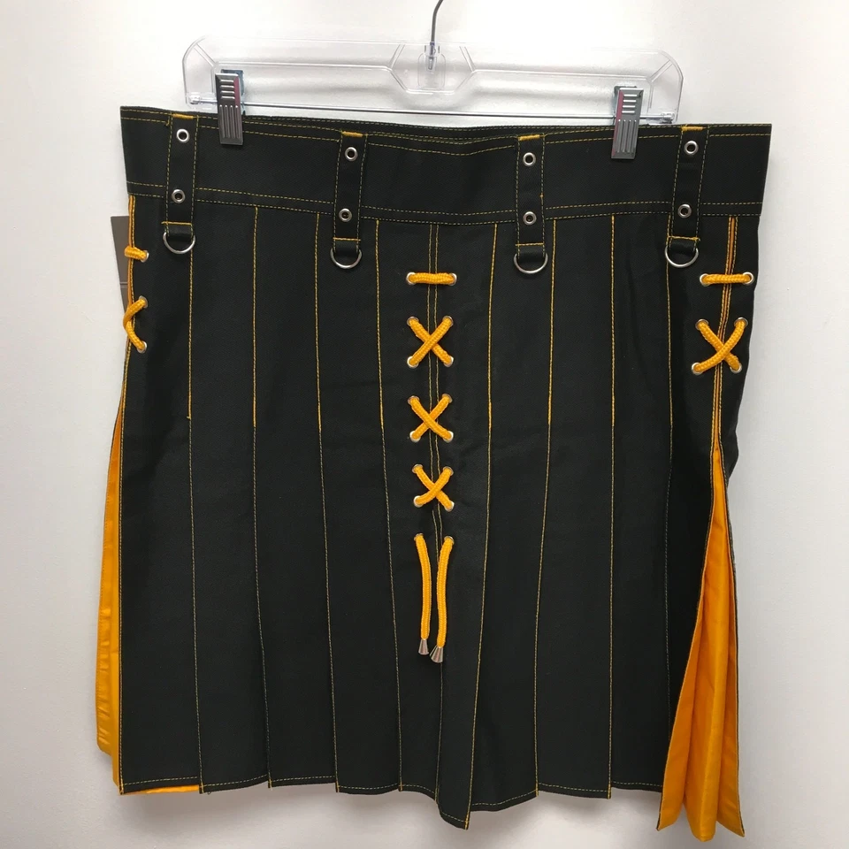 Cloud Kilt Para Hombres Negro Naranja Denim Moda Escocesa Híbrida Falda Utilitaria 38 Nueva Foto 2 de 4