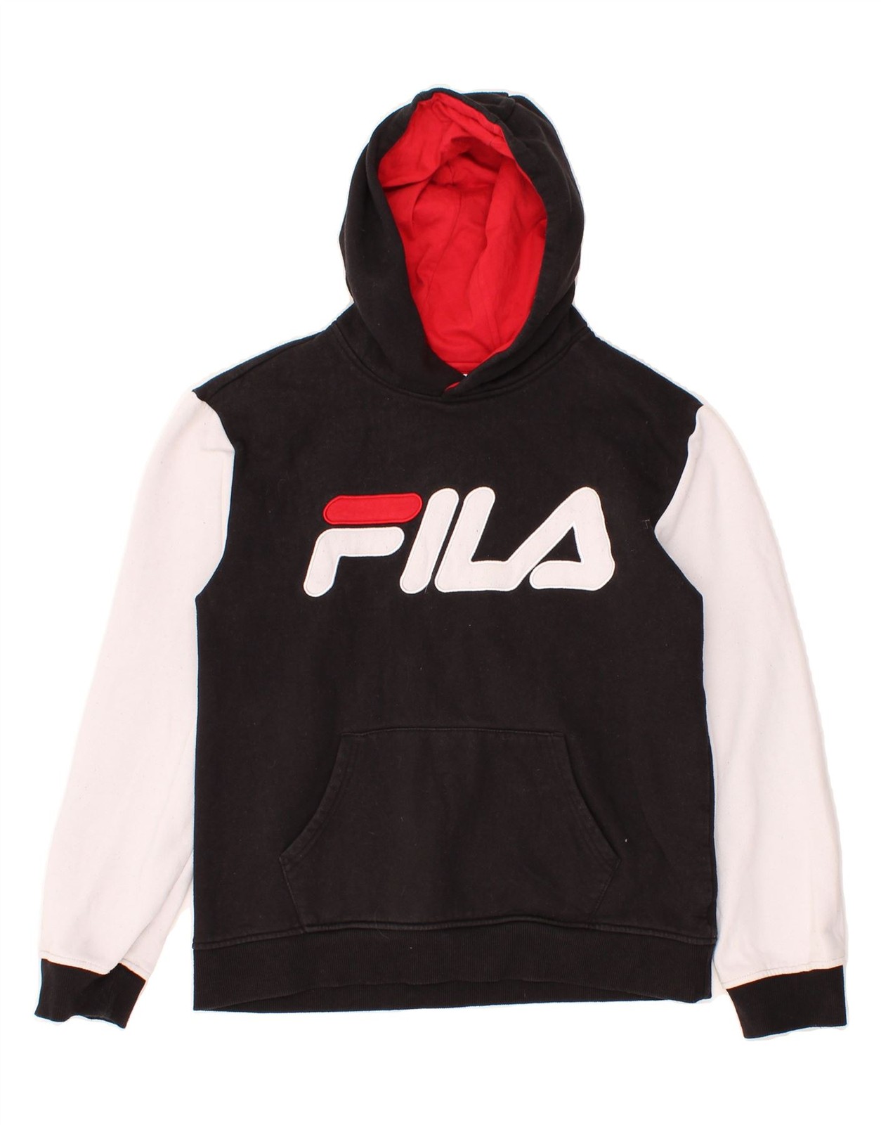 Felpa con cappuccio grafica FILA bambina 15 16 anni 2XL nero colorblock cotone BS05