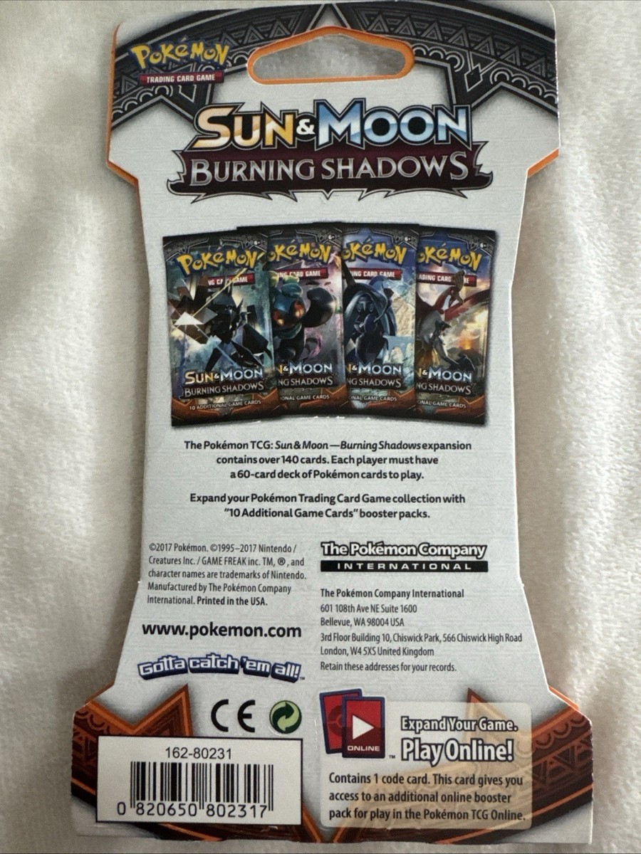 pokemon booster packs burning shadows Sun & Moon Pack featuring all four stunning artworks Pokemon Sun & Moon Burning