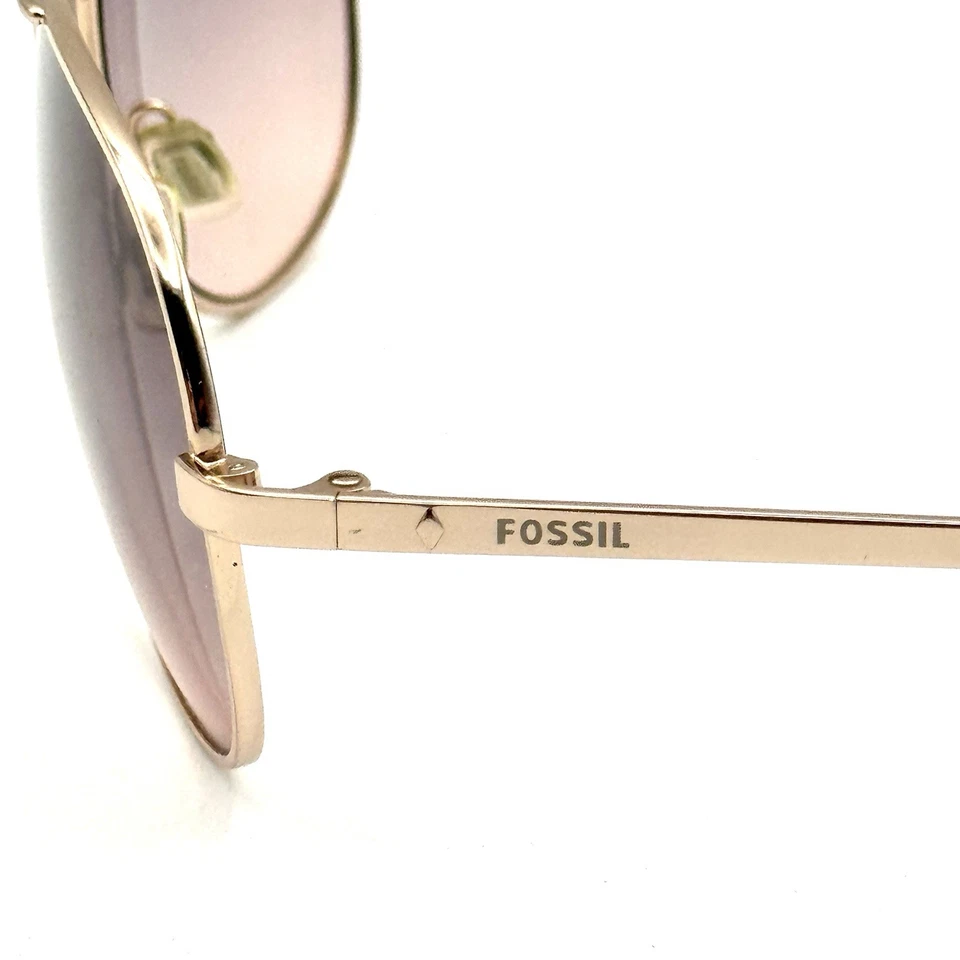 Gafas de sol de aviador de diseñador Fossil marco de metal dorado y lentes degradadas de dos tonos Foto 4 de 4