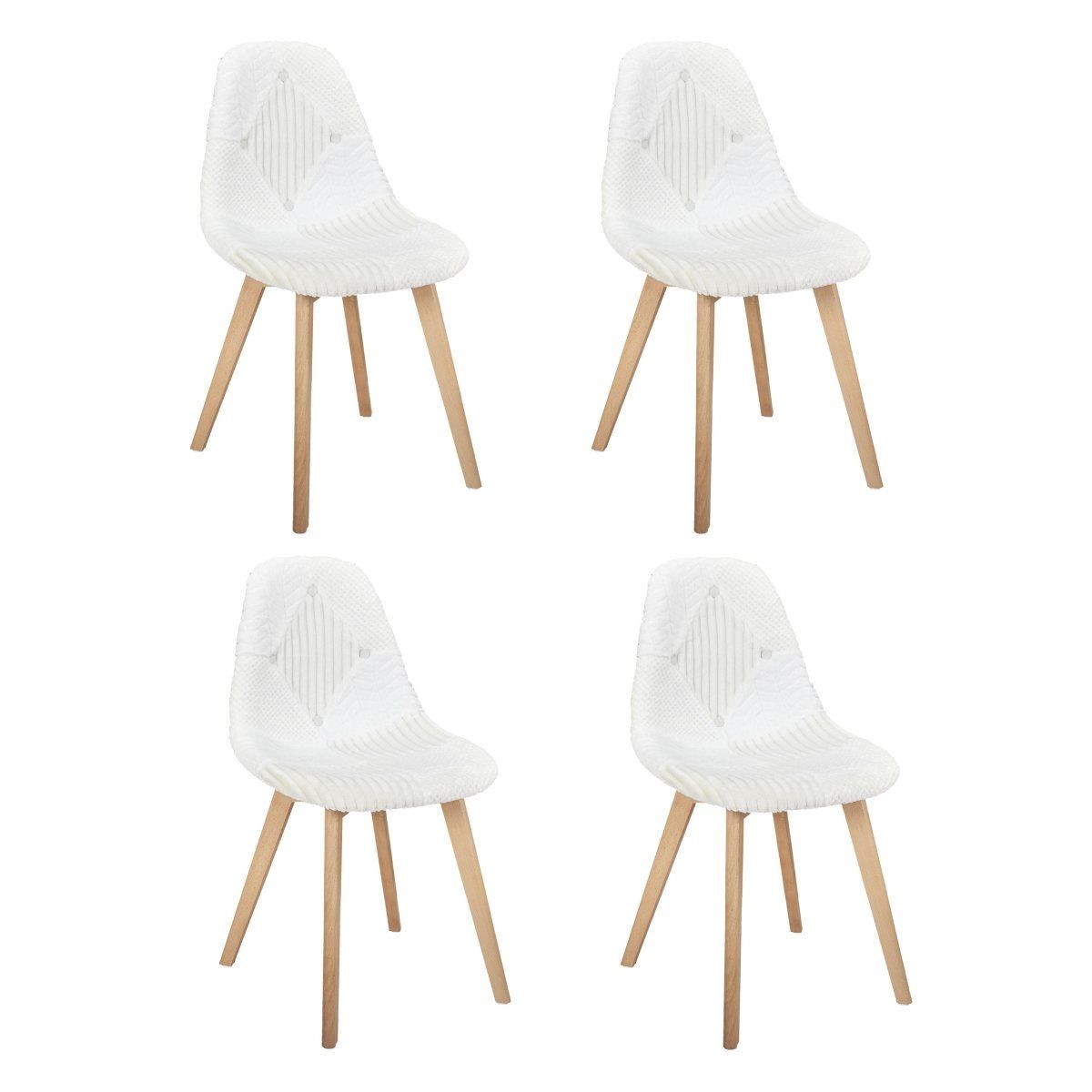 Chaises scandinaves patchwork lot de 4 pour salon chaleureux de 87cm