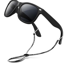 Kids Sunglasses Polarized UV400 TPE with Strap for Boys Girls