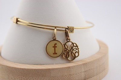 Gold Vermeil über Sterling Alex und Ani Bettelarmband Buchstabe F Lebensweg
