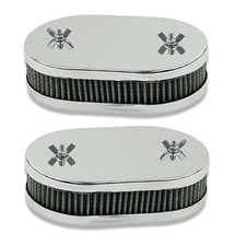 Vw Type 1 2 3 1- Tall Weber Dcnf Chrome Air Cleaners Filters Dual Carburetor