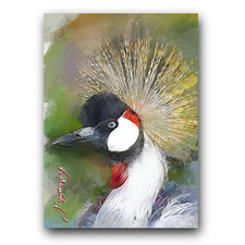 Grey crowned crane #2 Art Card Limited 13/50 Edward Vela Signed (Animals Birds)