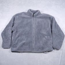 Pink Victoria's Secret Jacket Women 2XL XXL Gray Sherpa Fleece Fuzzy Full Zip