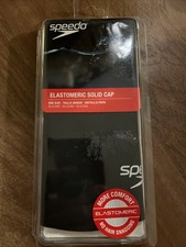 NEW SPEEDO Unisex Solid Elastomeric Silicone Swim Cap Black