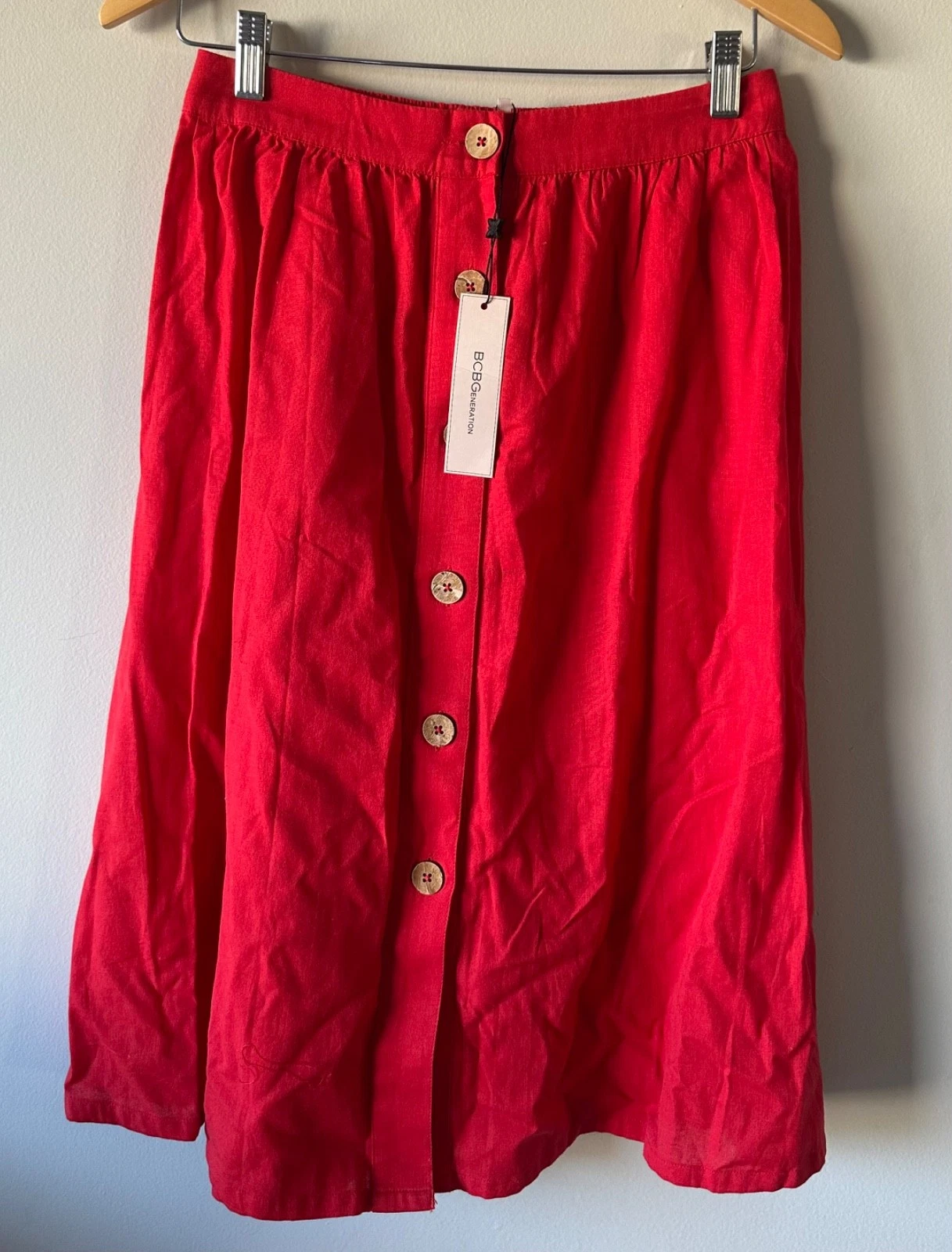 BCBGeneration small nwt cherry color cotton/flax skirt