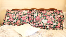 Floral Pattern Pillow Shams 25" X 19" Set of 2 Ruffled Edge 3 1/4"