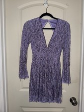 Sherri Hill Lavender beaded dress With fringe NWT SIze 0 Prom Party  cocktail