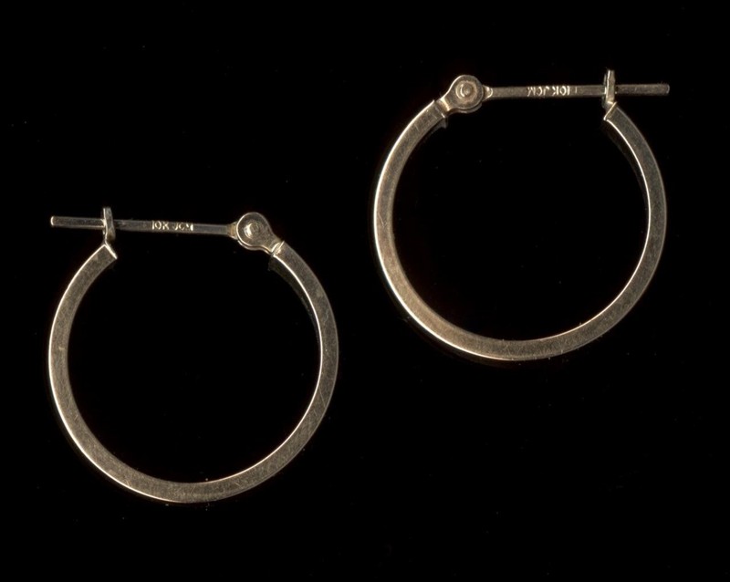 New 10K 16mm Fine Solid Yellow Gold Round Circle Hoop Snap Stud Earrings CK
