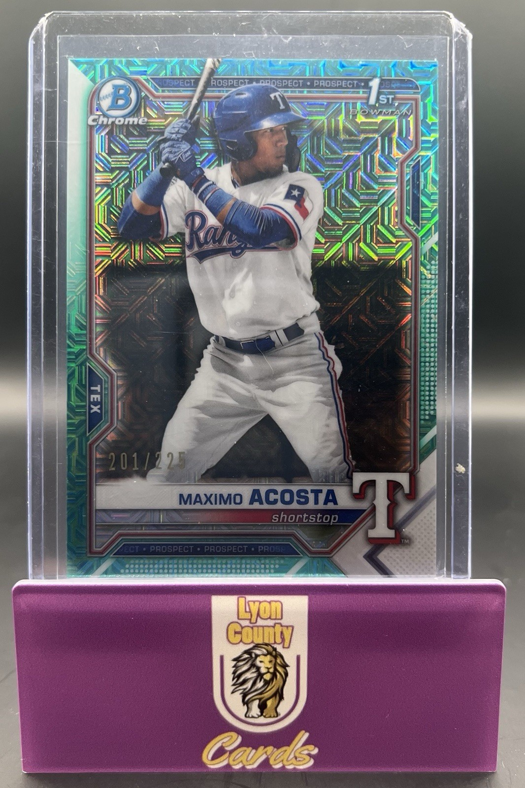 2021 Bowman Chrome Prospects Aqua Mojo /225 Maximo Acosta #BCP-7 Rangers Marlins