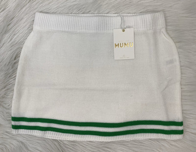 Show Me Your Mumu Women's Size M White Green Stripe Knit Serve Skirt New