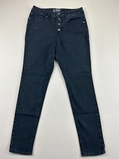No Boundaries Jeans Womens Size 13 Black Denim High Rise Skinny Button Fly