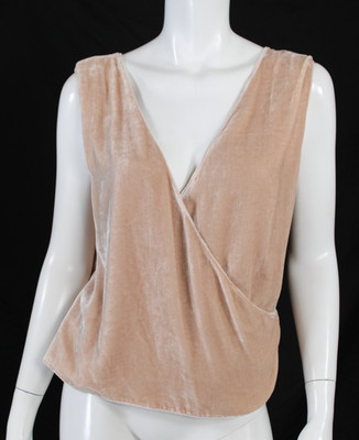 GIORGIO ARMANI Peach Beige Velvet V-Neck Sleeveless Blouse 46
