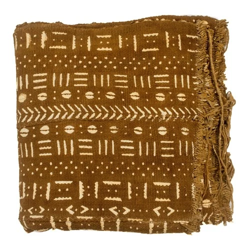 Caramel Brown Bogolan Mali Mud Cloth Bamako Design African Cotton Handmade