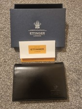 Ettinger Bridle Hide Leather Black & Tan Visiting Card Holder Wallet *Brand New*