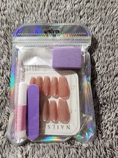 Medium Coffin Pink Shiny Press-On Nails Full Cover Glue Included