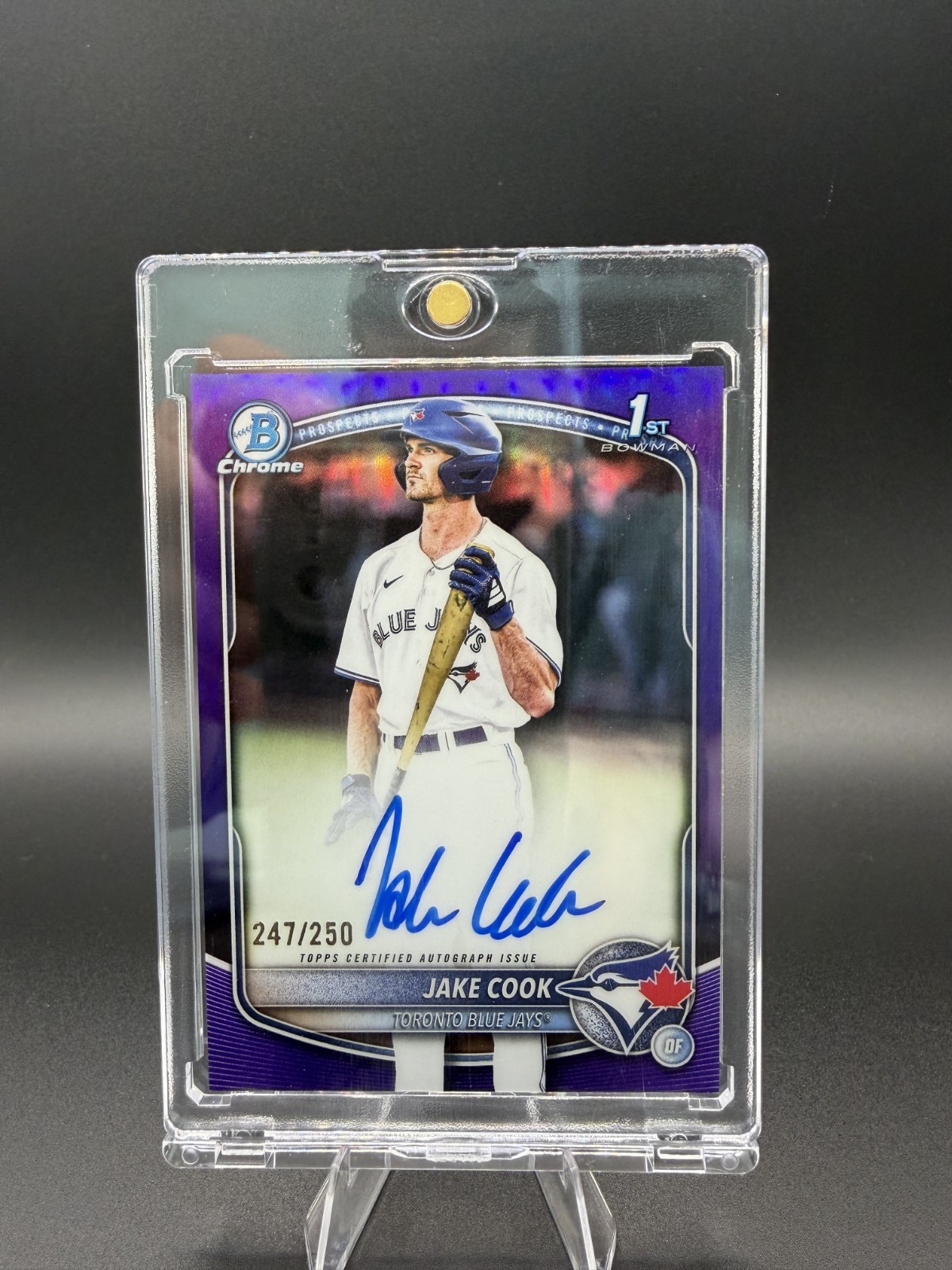 2025 Bowman Draft Chrome Jake Cook Purple Refractor Auto /250 #CPA-JC Blue Jays